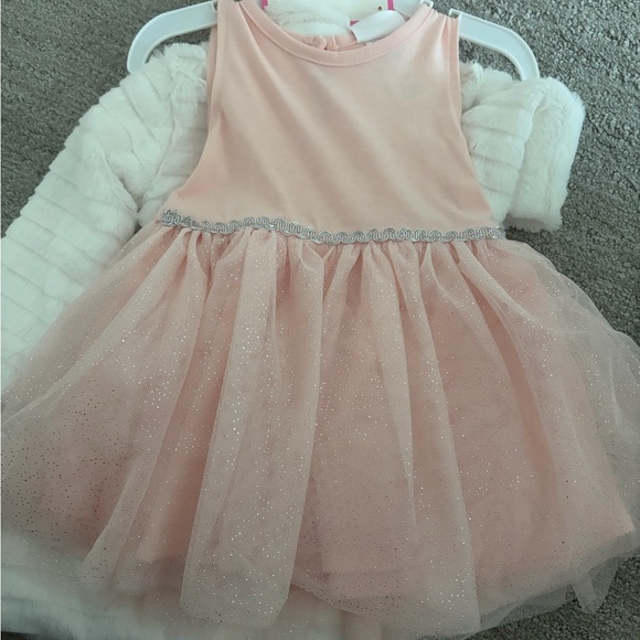 Little Lass Ivory Faux Fur Pea Coat with Pearl Buttons - Picture 2 of 2